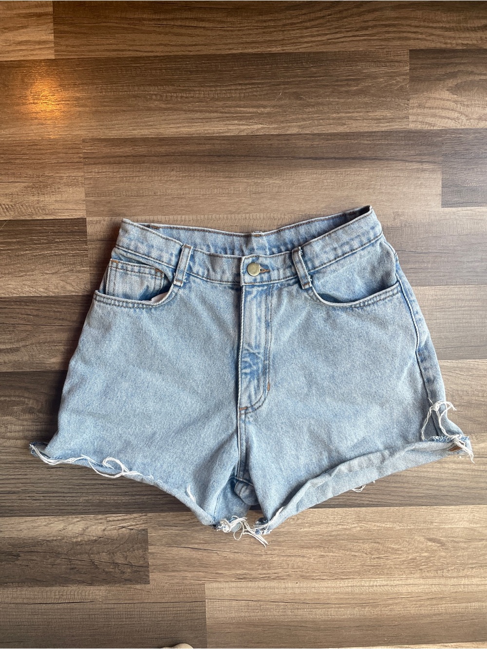 Vintage Blue Denim High-Waist Cutoff Shorts
